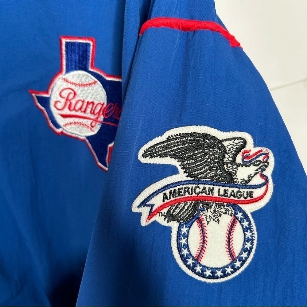 Vtg Starter X Texas Rangers Bomber Jacket Size XL Baseball 1990’s Blue - Picture 6 of 8